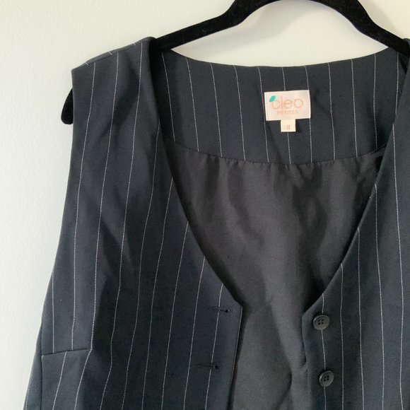 Vintage Cleo Petites Pinstriped Lined Dress Vest (Size 12) - Picture 4 of 7